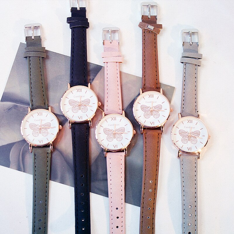 Ladies Fashion Trend Wild Butterfly Dial Belt Quartz Watch