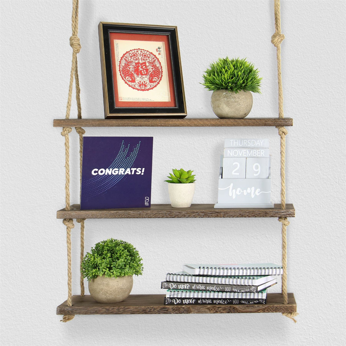 Wooden Hanging Shelf 3 Tier | M&W