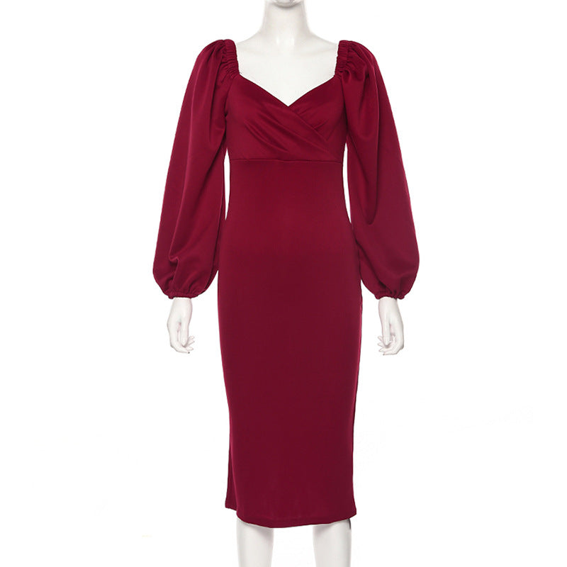 One shoulder sexy backless slim dress women