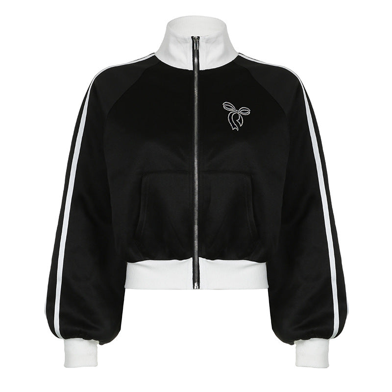 Black And White Color Contrast Patchwork Coat