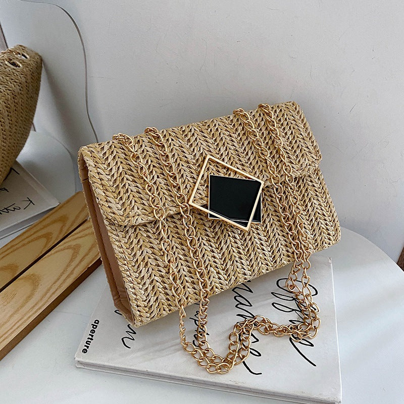Fashionable ShoulderCrossbody Bag For Women, Korean-Style Small Square Bag With Chain