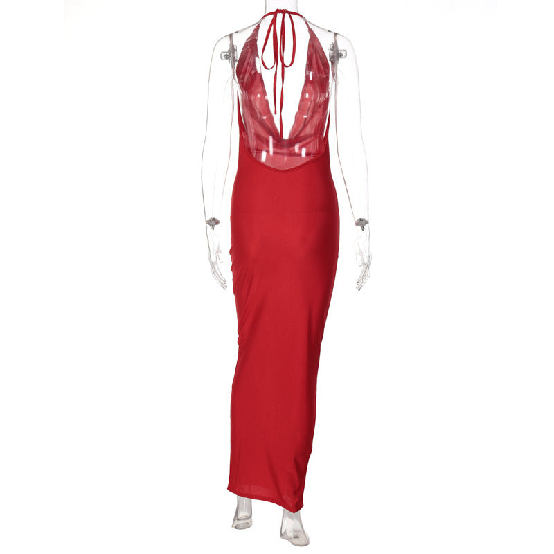 Large V-neck Halter Backless Sleeveless Dress