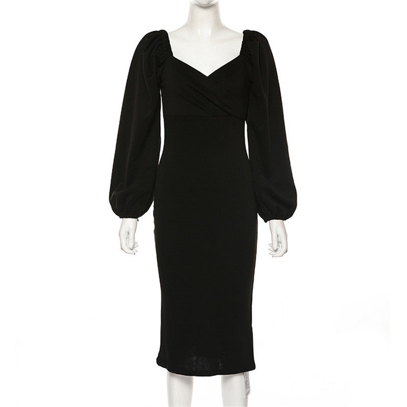 One shoulder sexy backless slim dress women