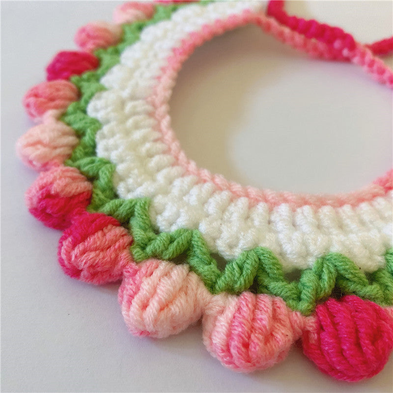 Gradient Color Wool Woven Pet Collar Saliva Towel