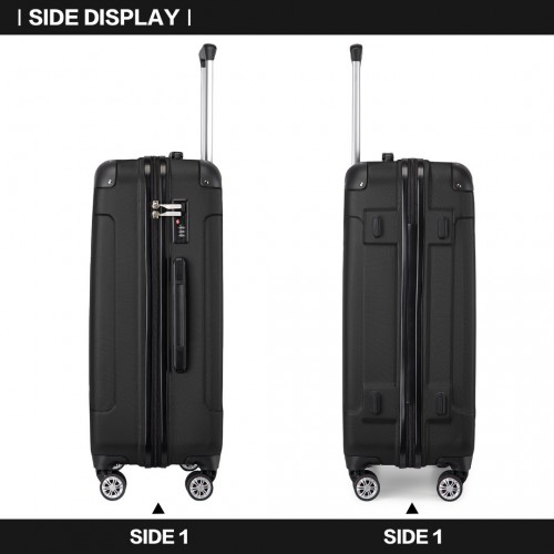 K1777-1L - Kono 28 Inch ABS Lightweight Compact Hard Shell Travel Luggage For Extended Journeys - Black