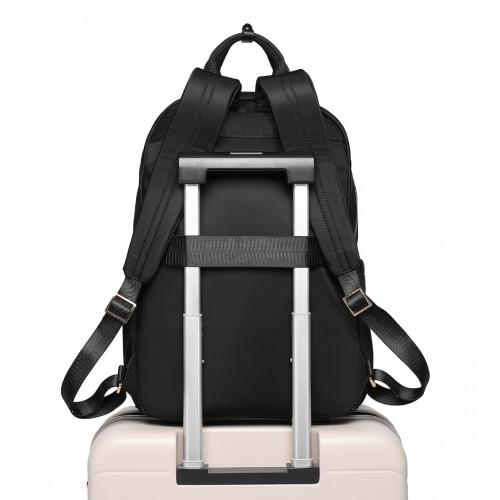 BPM2439 - Miss Lulu Versatile Stylish Backpack with Laptop Compartment and Trolley strape - Black