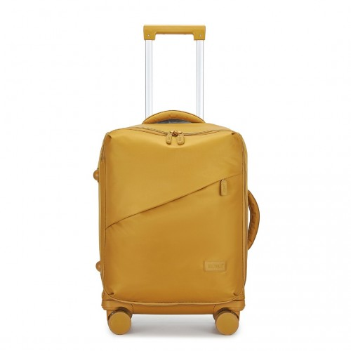 KSK2491 - Kono 20 Inch Lightweight Soft Shell Carry On Cabin Size Suitcase with TSA Lock and Separate Wet/Dry Compartment - Yellow