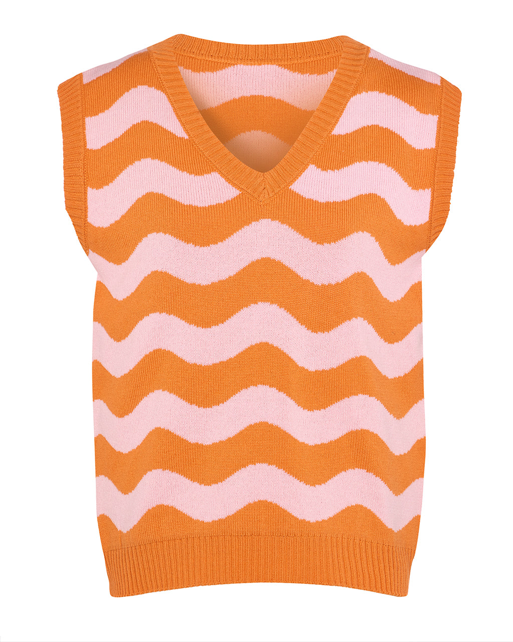 Waves Vest Wool & Cashmere Orange & Pink