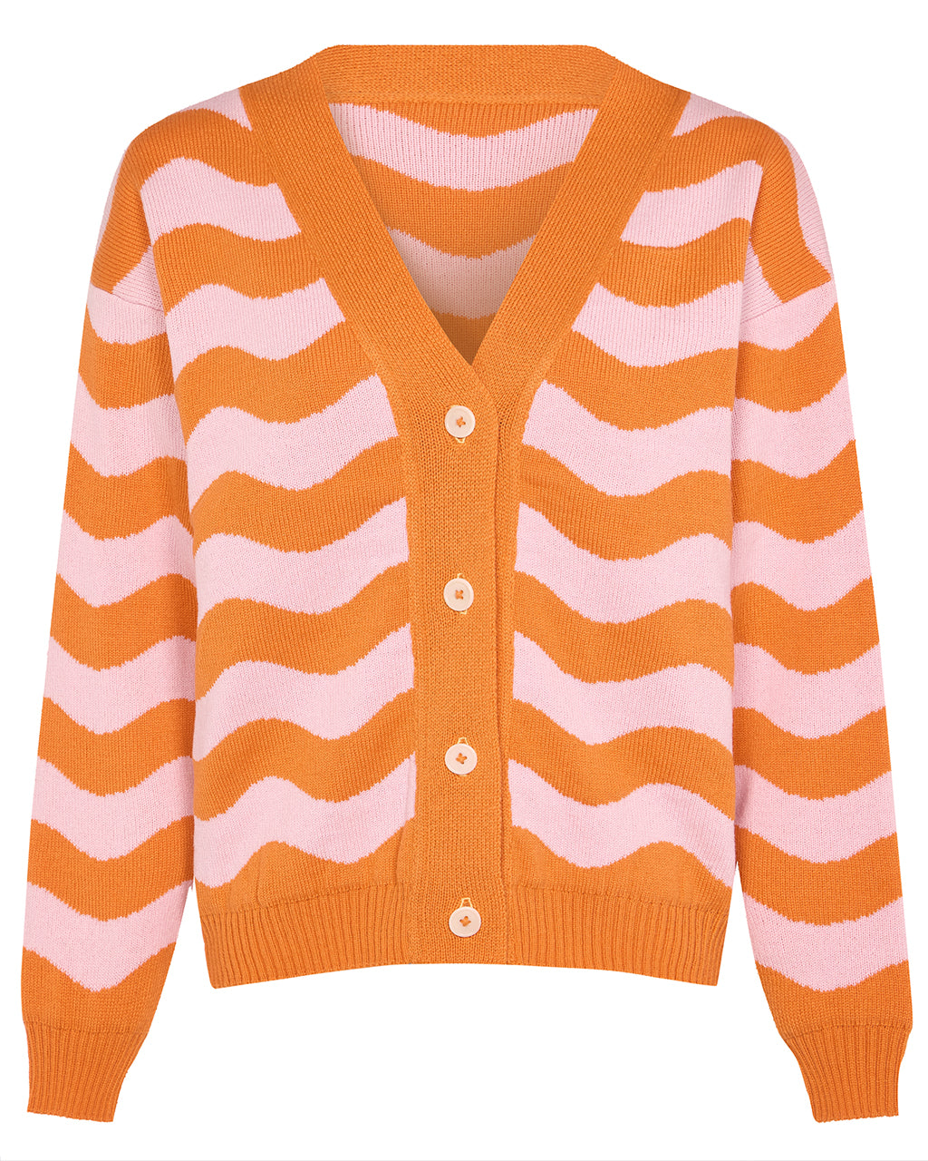 Waves Cardigan Front Orange & Pink