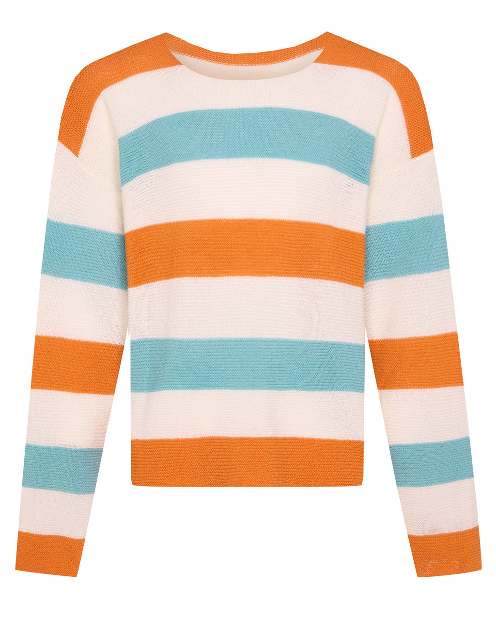 Striped Drop Shoulder Top Orange & Blue