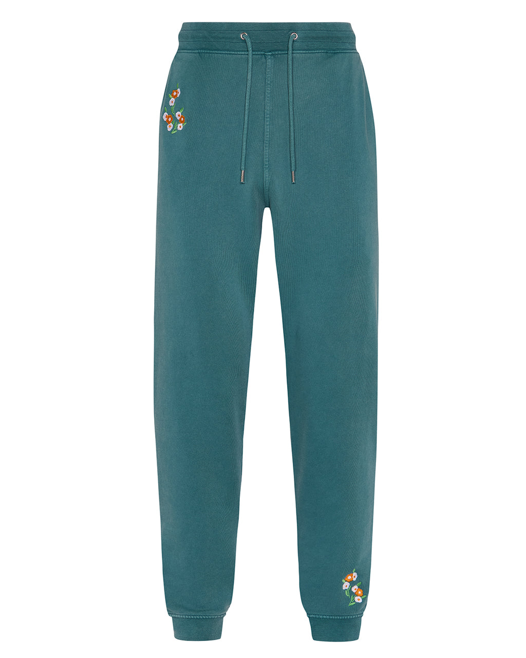 Floral Embroidered Joggers Teal