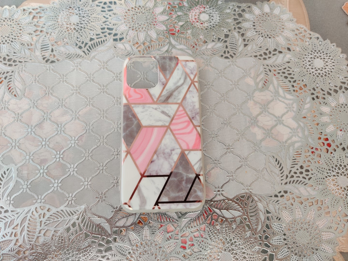 Marble Geometric TPU Coral Case - For iPhone 11