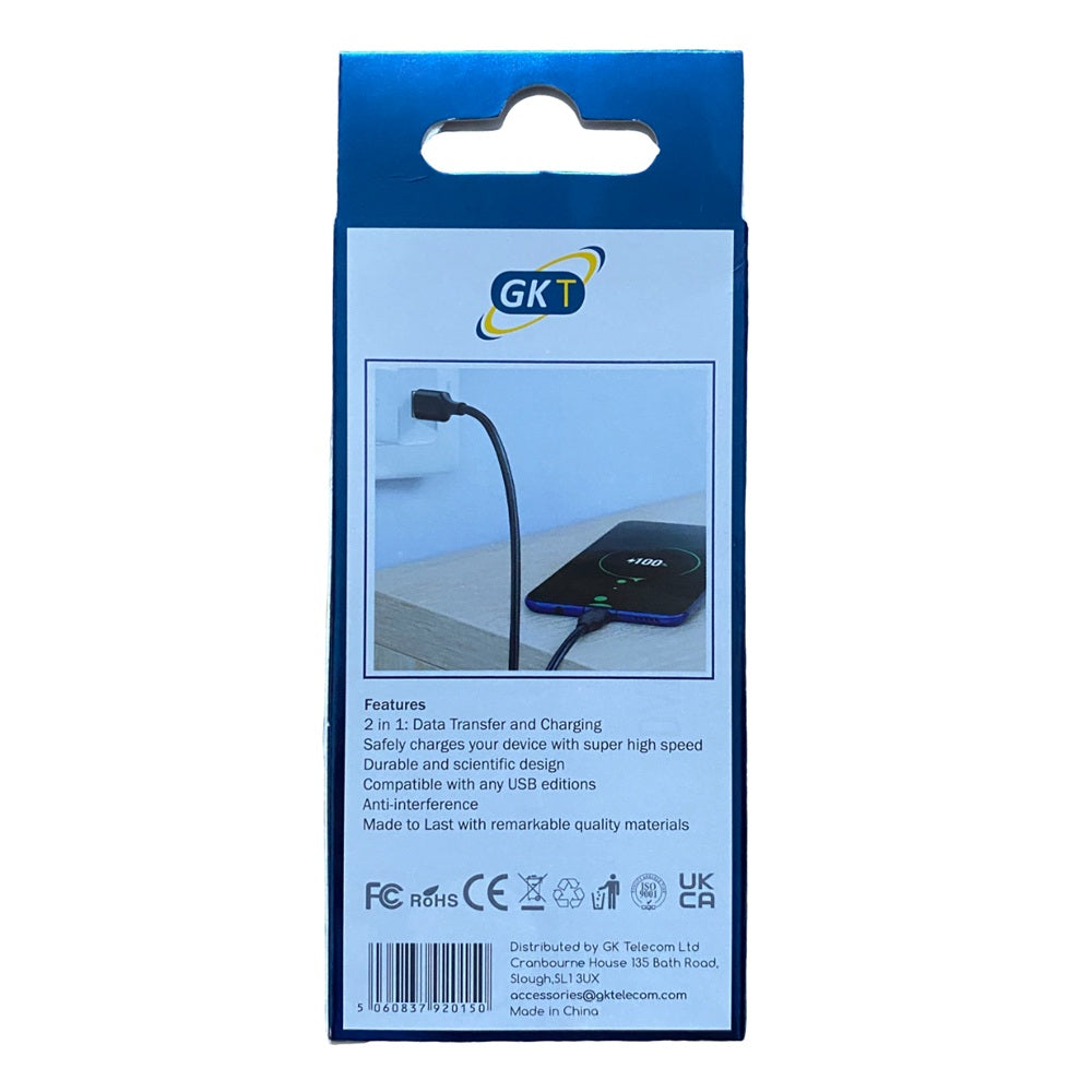 GK Telecom Black Micro USB to USB Cable - 2m