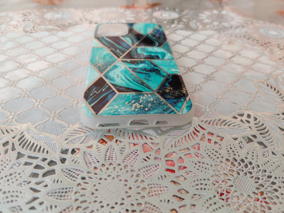 Marble Geometric TPU Blue Case - For iPhone 11