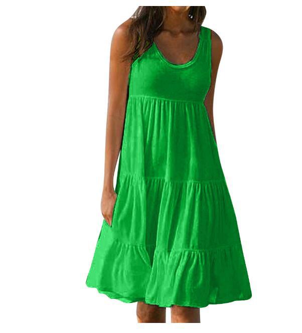 Sleeveless round neck patchwork beach dress