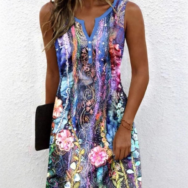 New Summer Flared Sleeves V-neck Dress Women