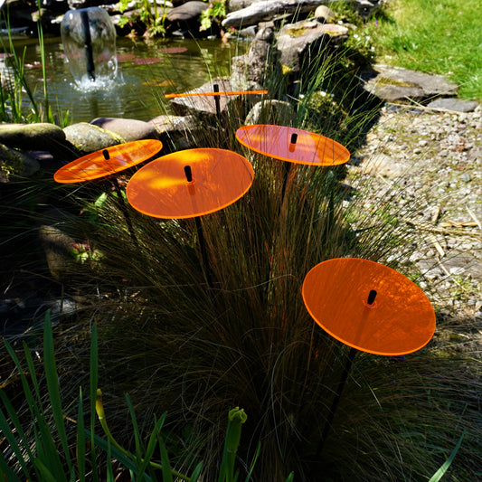 SunCatcher Sun Disc Garden Stakes – Set of 5 | Large Fluorescent Acrylic Garden Ornaments
