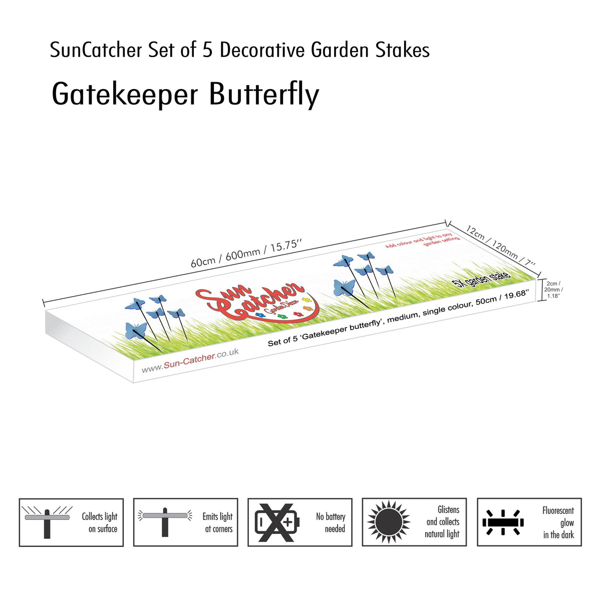 Garden Décor Ornaments Set of 5 'Gatekeeper Butterflies'
