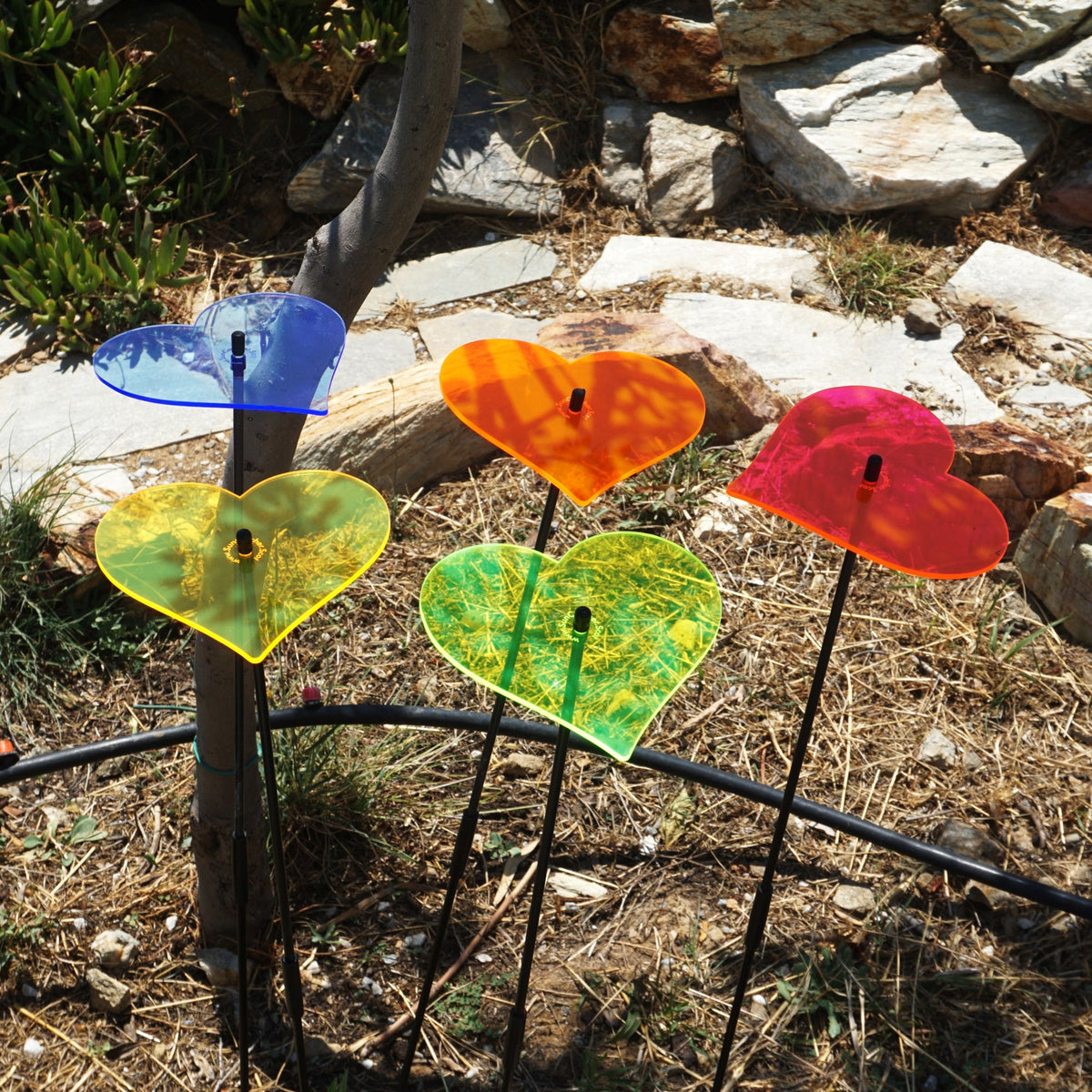 Large Garden Décor Ornaments Set of 5 'Hearts'