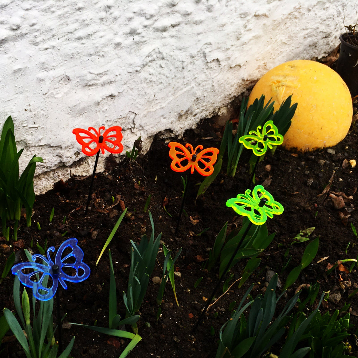 Large Garden Décor Ornaments Set of 5 'Comma Butterflies'