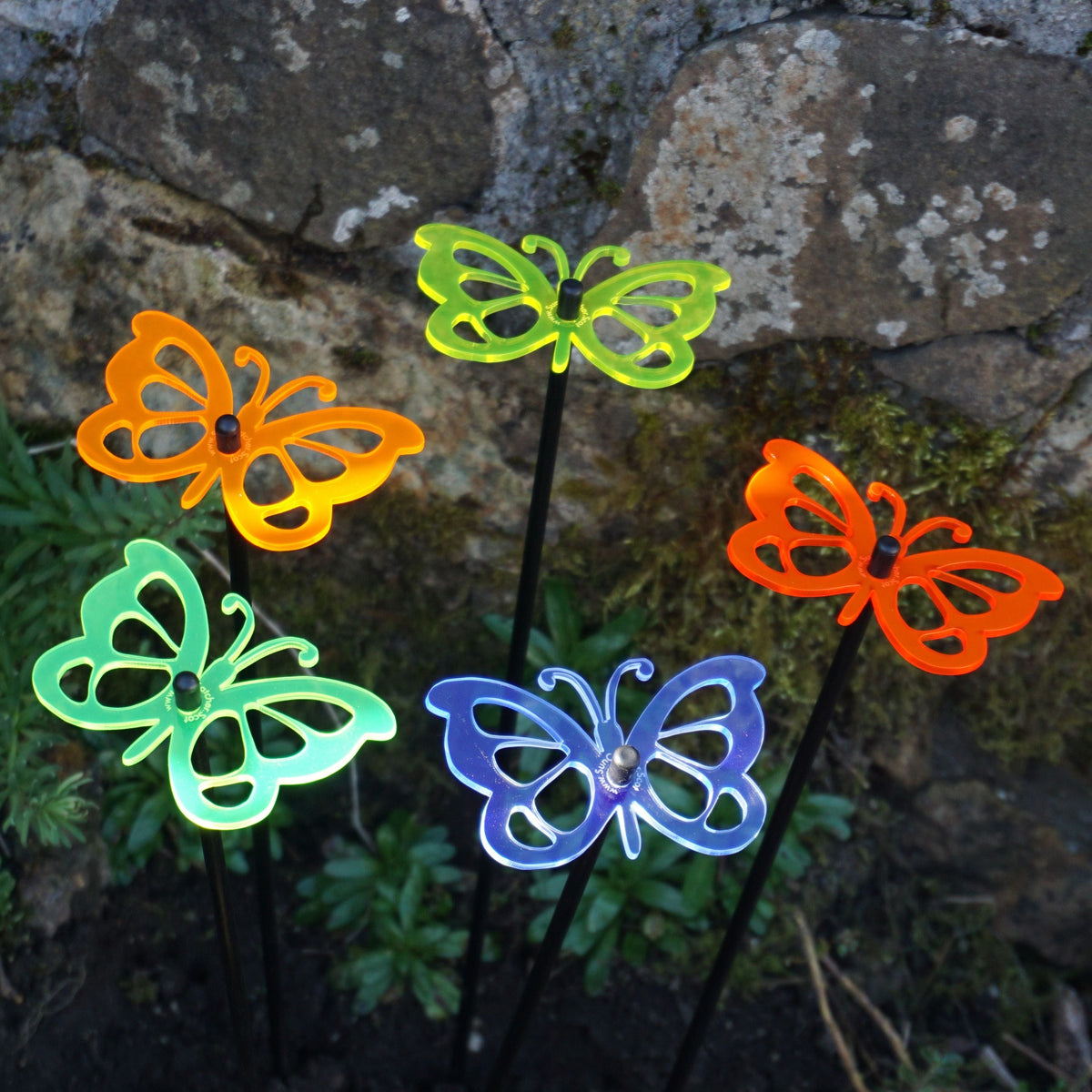 Garden Décor Ornaments Set of 5 'Comma Butterflies'