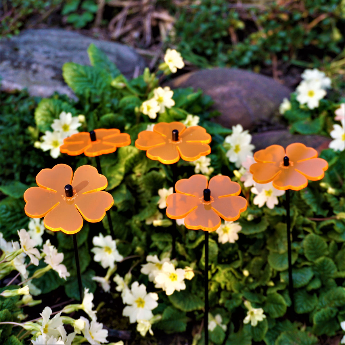 Small Garden Décor Ornaments Set of 5 'Double Blossom'