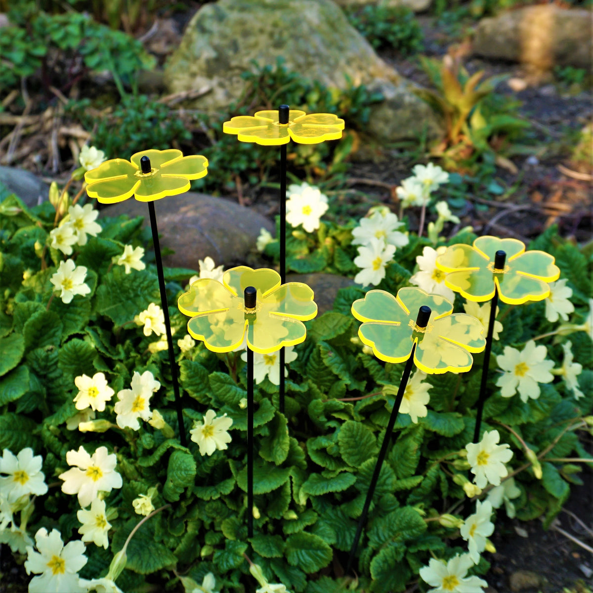 Small Garden Décor Ornaments Set of 5 'Double Blossom'