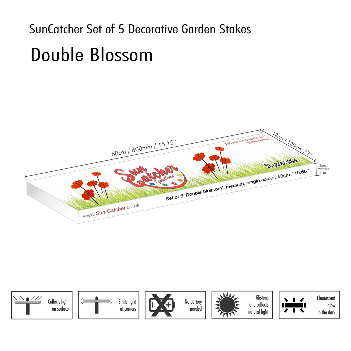 Garden Décor Ornaments Set of 5 'Double Blossoms'