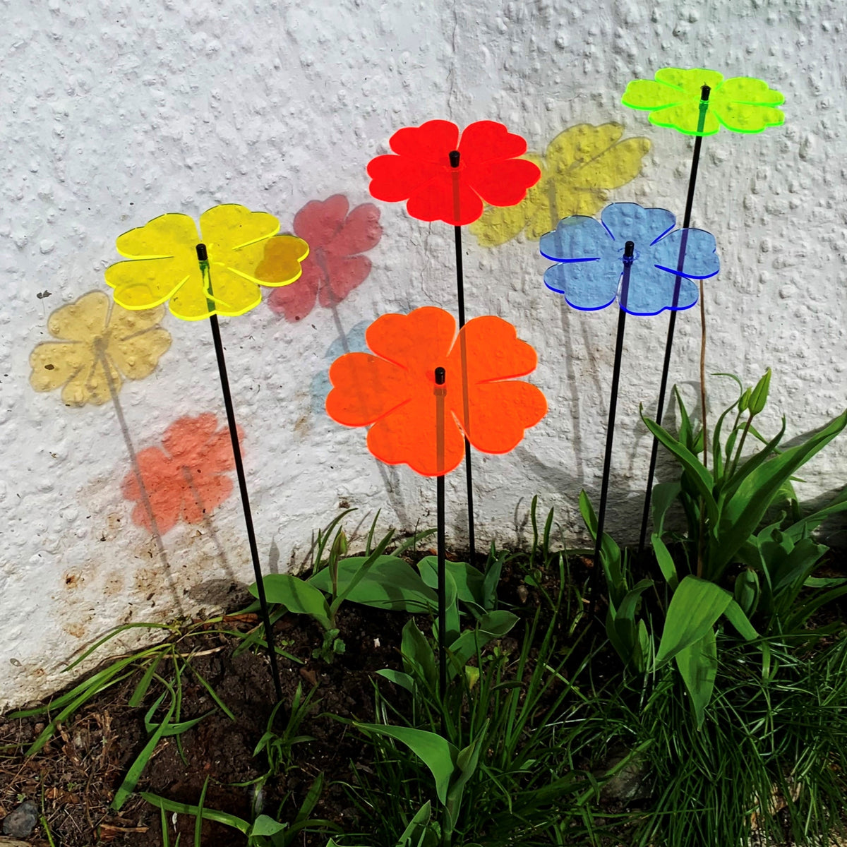 Large Garden Décor Ornaments Set of 5 'Double Blossoms'