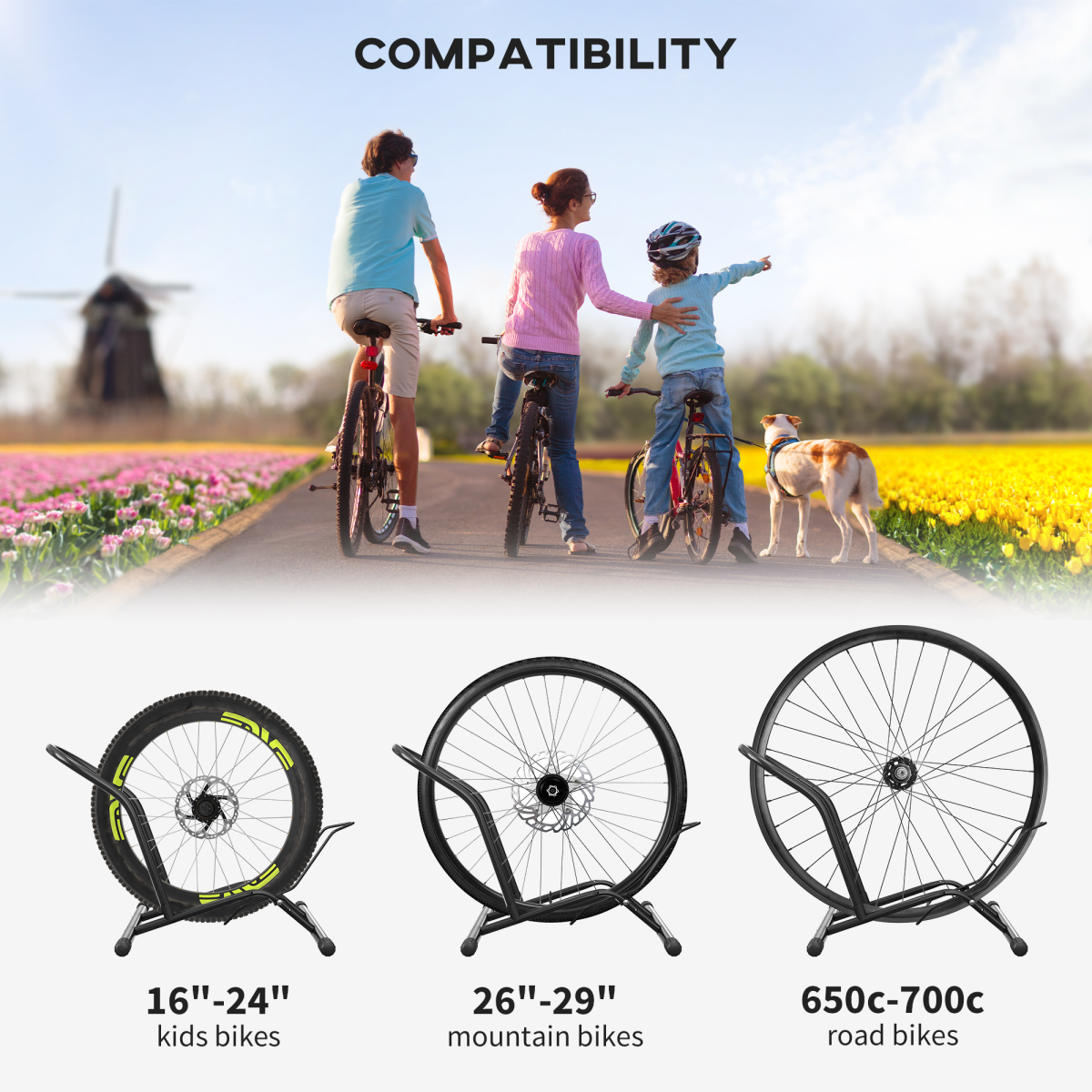 SPORTNOW Bike Stand Bicycle Storage Rack for Indoor Garages Flat Use