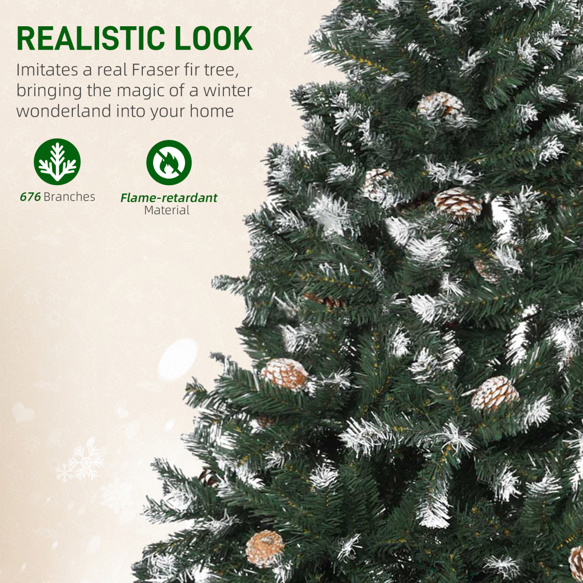 5FT Artificial Christmas Tree Xmas Indoor Decoration, Automatic Open HOMCOM