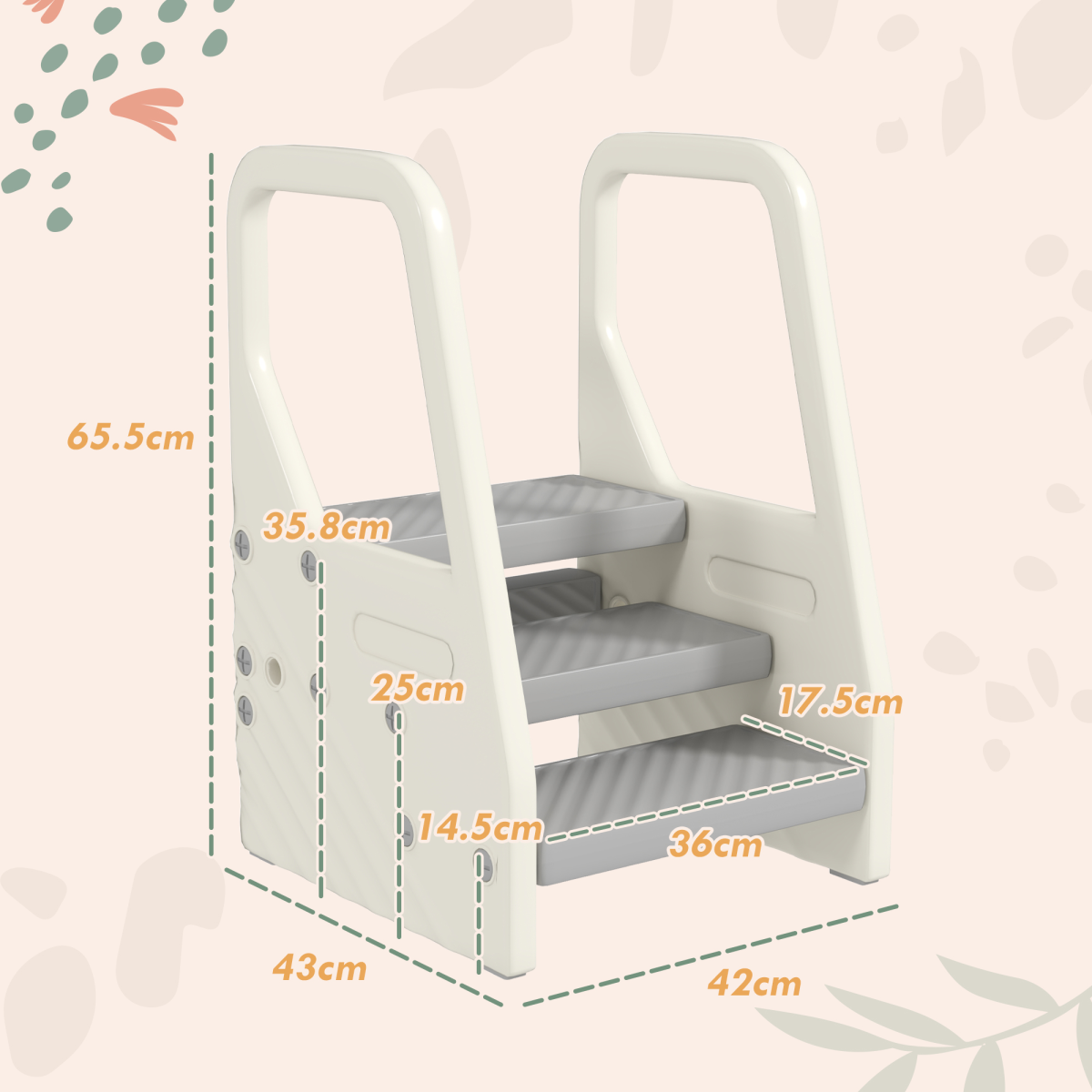 AIYAPLAY Toddler Tower, Adjustable 3 Step Kitchen Stool Helper for 2-5 Years
