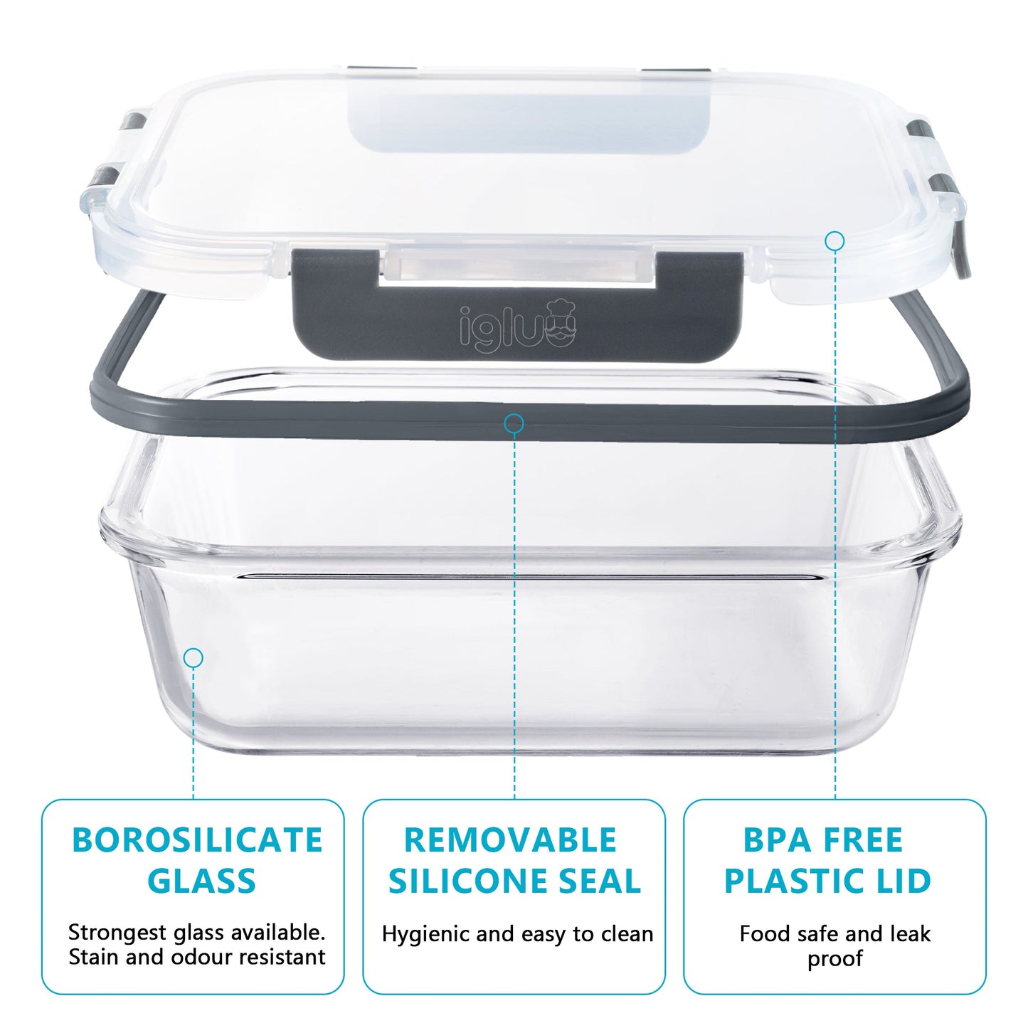 Igluu Meal Prep Glass Food Storage Containers | 10 Pack | 1050ml & 370ml