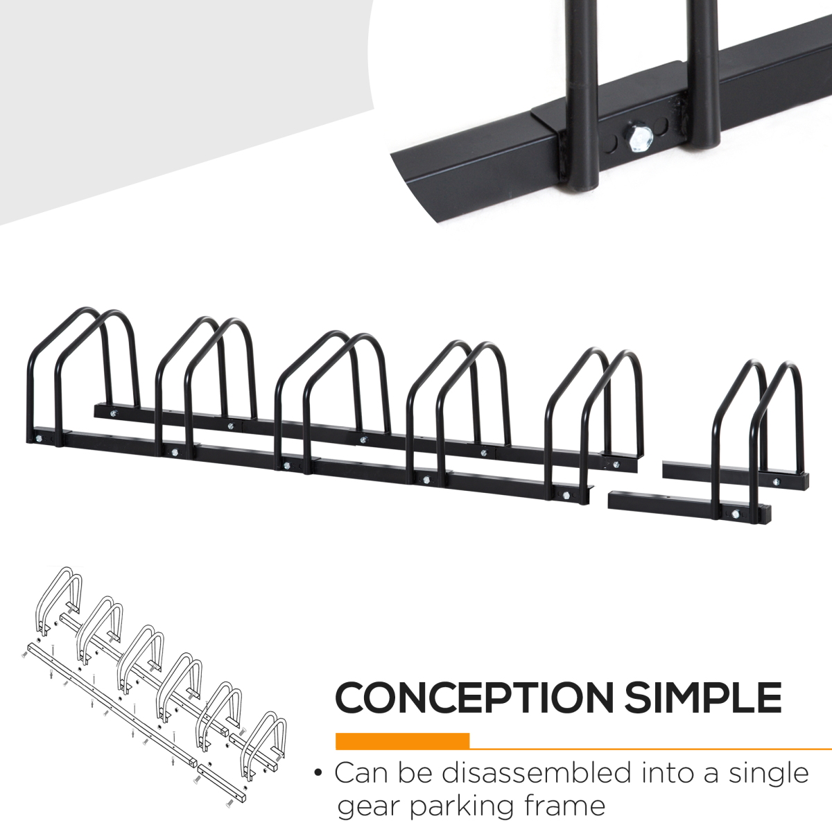 6 Bike Parking Rack Locking Storage Stand Holder Floor Wall Mount Black HOMCOM