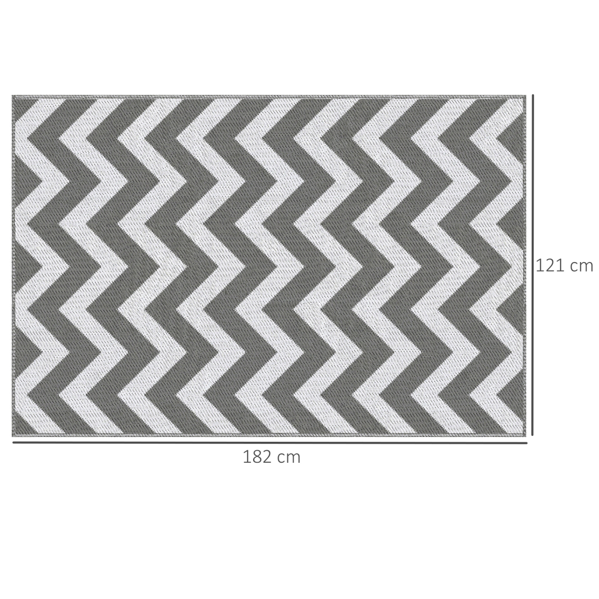 Outsunny Outdoor Rug, 1.2 x 1.8m Patio Floor Mat, Grey & White