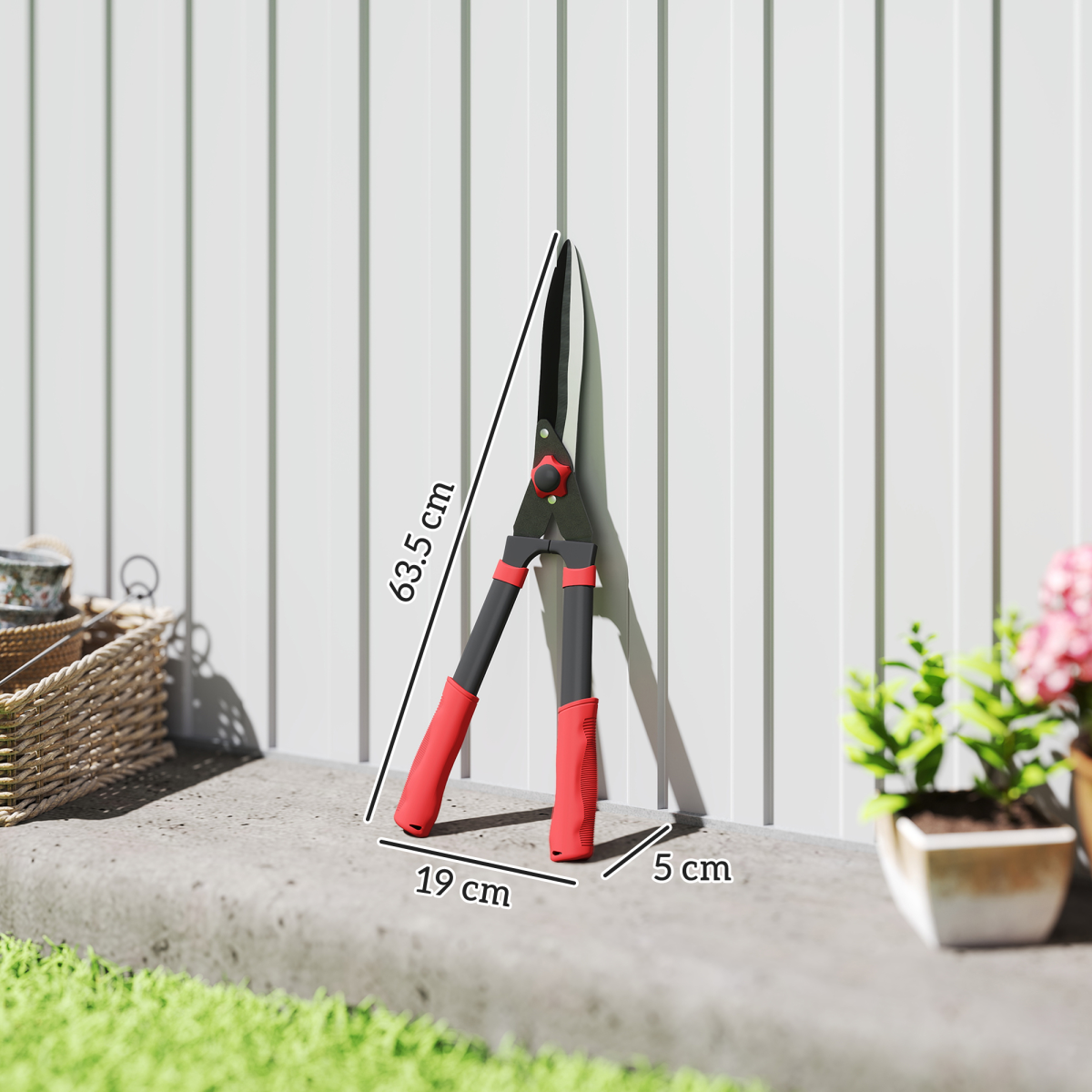Outsunny Garden Shears, 63.5 cm Hedge Shears with Razor-Sharp Blades
