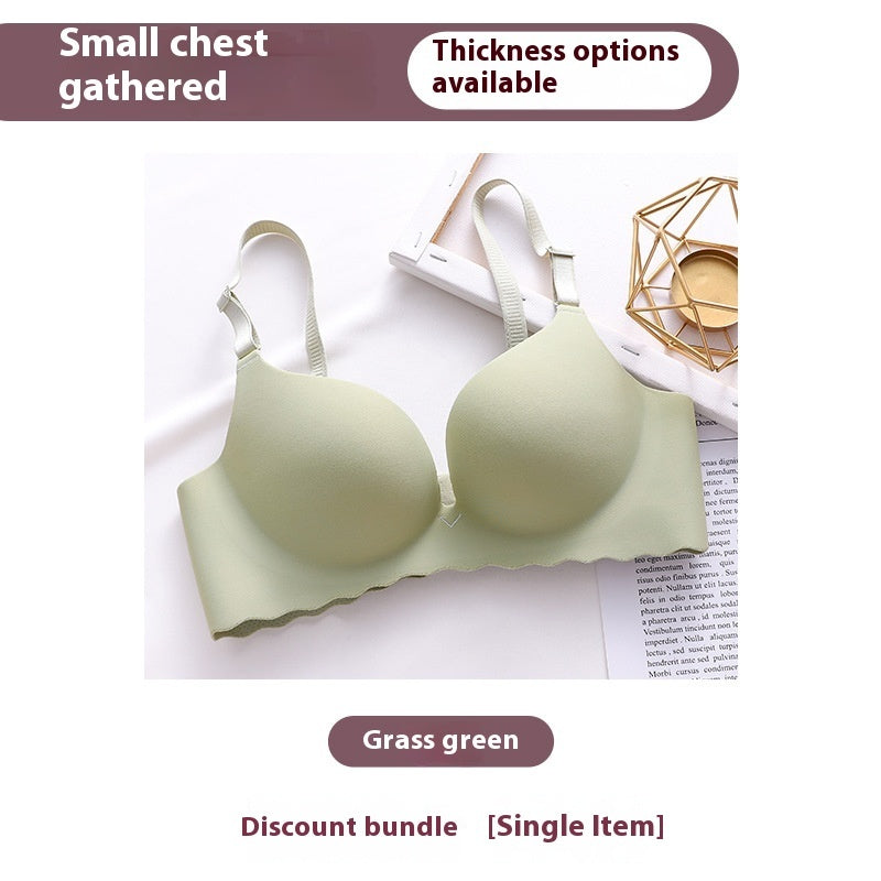 Women's Pure Color All-matching Macarons One Piece Underwear Bra-free