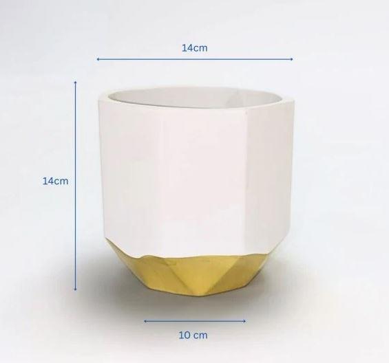 Small Ceramic Planter - White & Gold | M&W