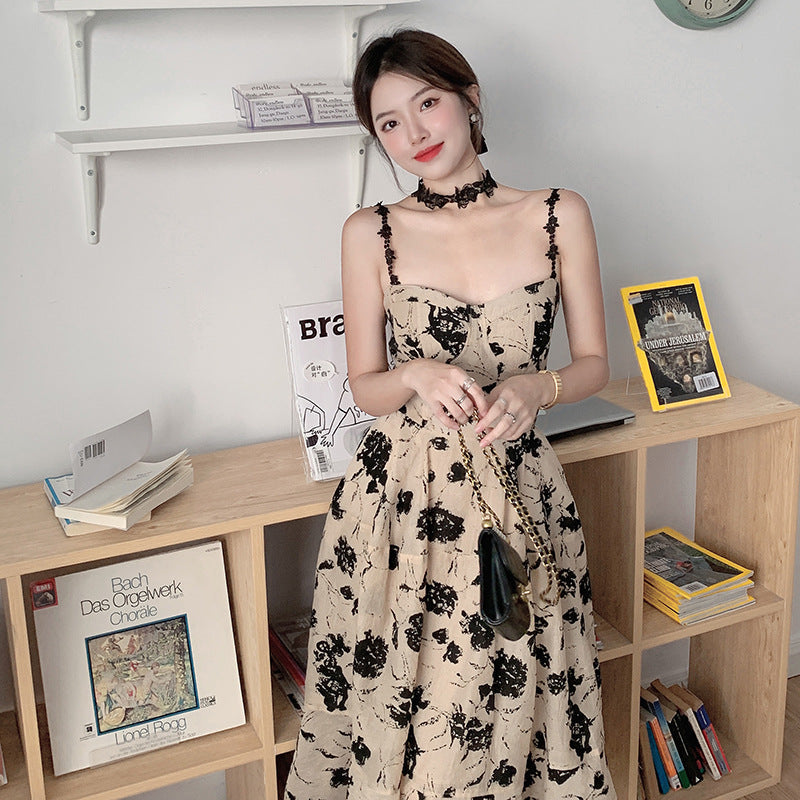 Retro Niche Design Suspender Backless Dress For Women