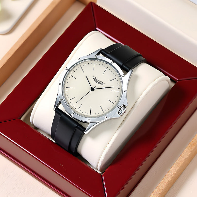 Leather Strap Waterproof Quartz Mens Watch