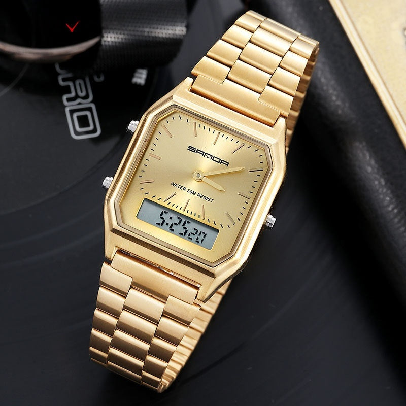 Mens Business Quartz Watch Simple Mens Wristwatch Dual Display