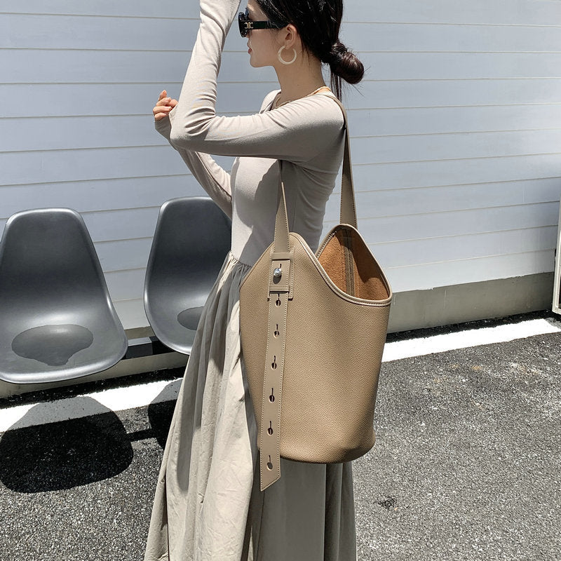 New Genuine Leather Large-capacity Bucket Bag