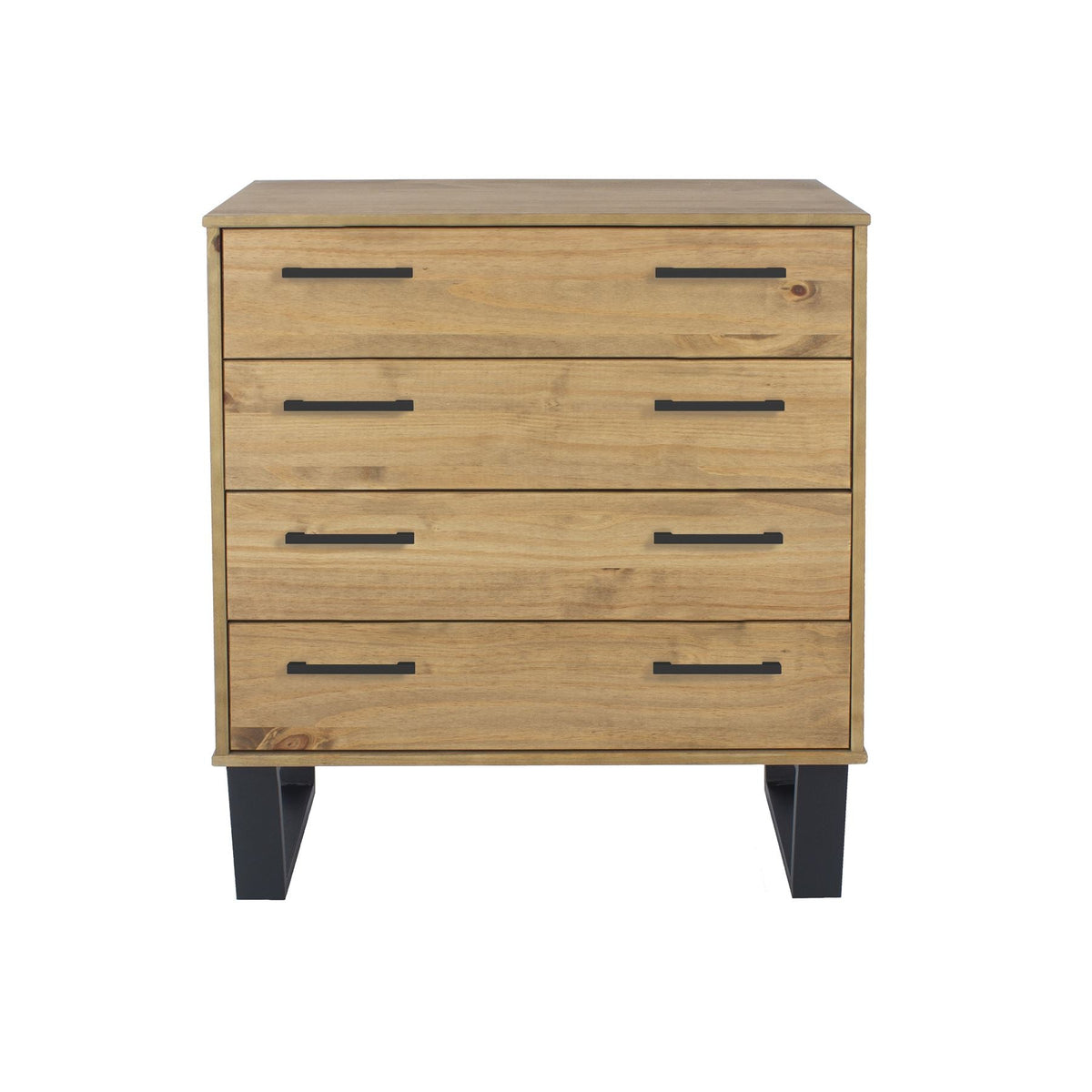 Texas Antique Waxed Pine 4 Drawer Chest Of Drawers