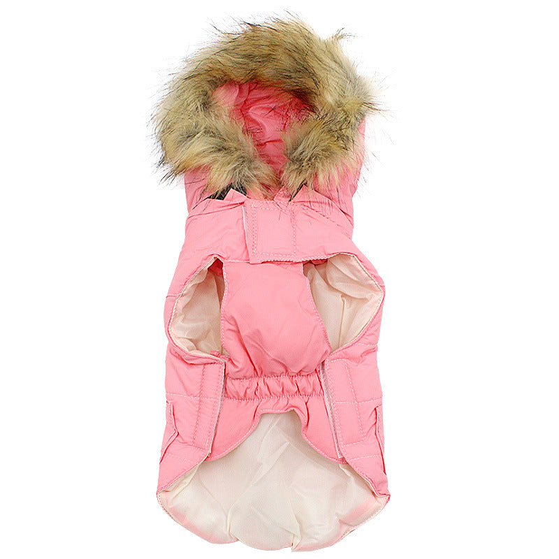 Winter Detachable Hooded Fur Collar Dog Clothes