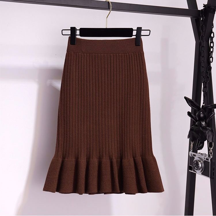 New Slim-fit And Slimming Lace-hem Knitted Skirt