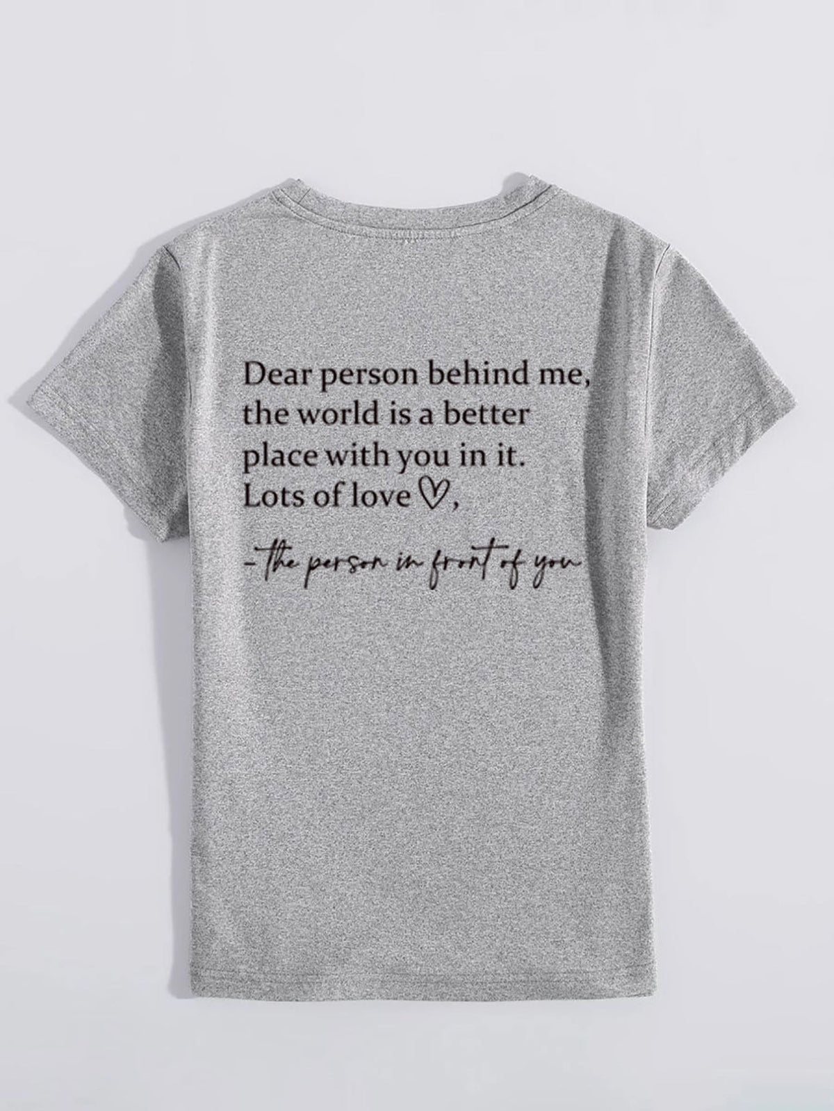 Round Neck Slogan Printed Short Sleeved T-shirt