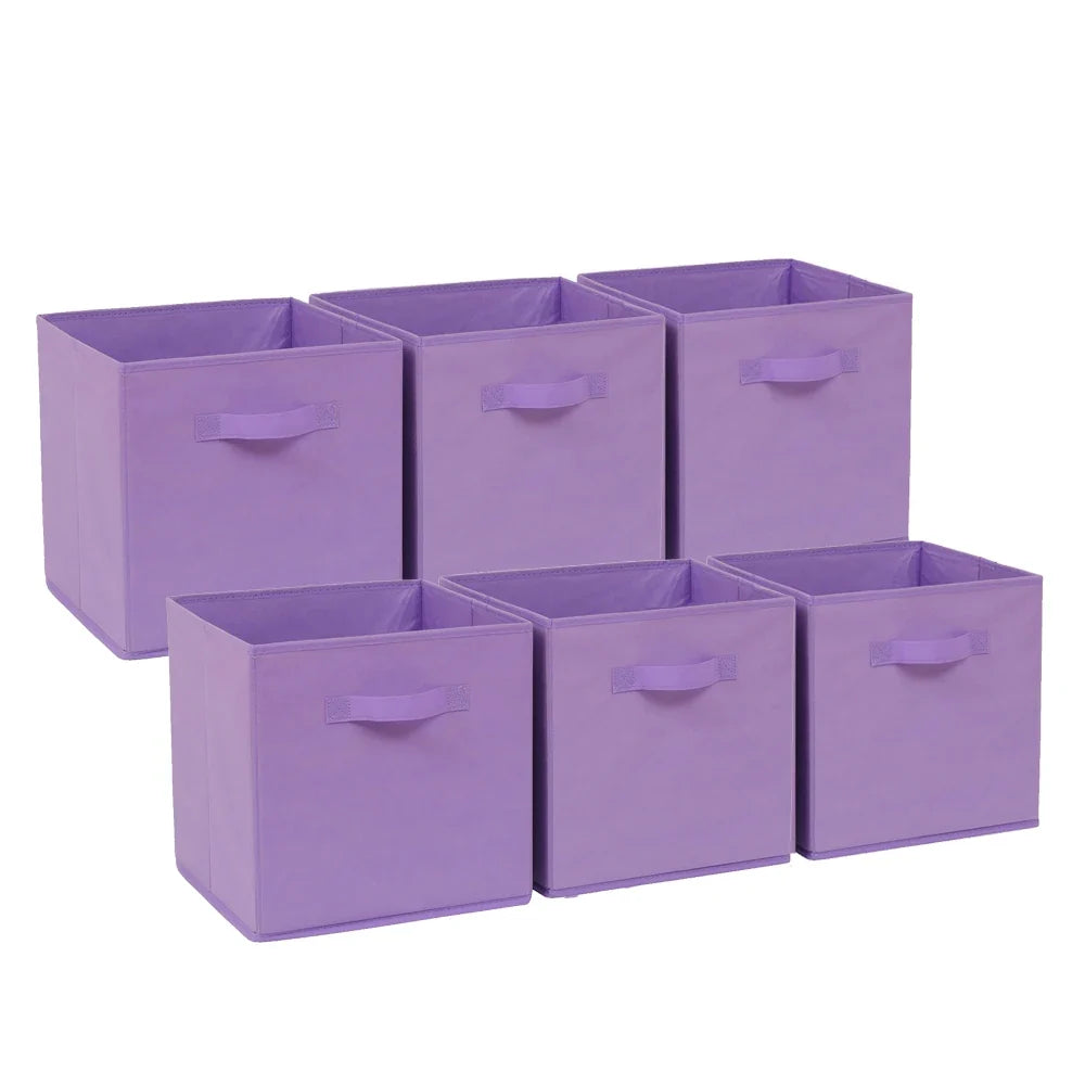 6 Pack Fabric Storage Cube Box - 30cm Foldable Organiser Boxes Home Organisation