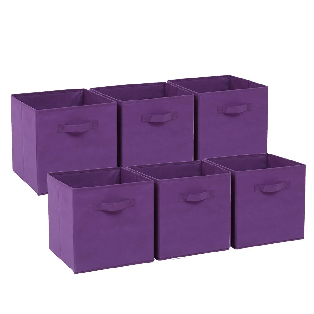 6 Pack Fabric Storage Cube Box - 30cm Foldable Organiser Boxes Home Organisation