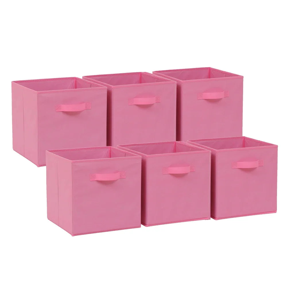 6 Pack Fabric Storage Cube Box - 30cm Foldable Organiser Boxes Home Organisation