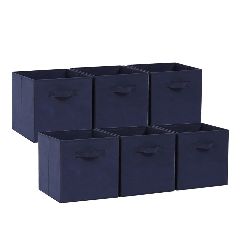 6 Pack Fabric Storage Cube Box - 30cm Foldable Organiser Boxes Home Organisation